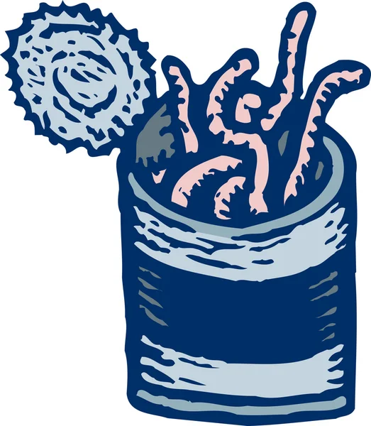 Woodcut Illustration of Can of Worms — Stock Vector