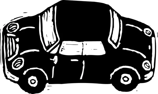 Woodcut Ilustración de Coche — Vector de stock