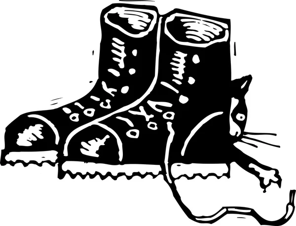 Träsnitt illustration av katt — Stock vektor
