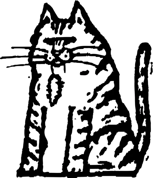 Woodcut ilustração do gato — Vetor de Stock