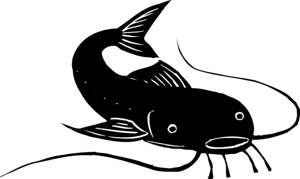 Woodcut ilustração de Catfish — Vetor de Stock