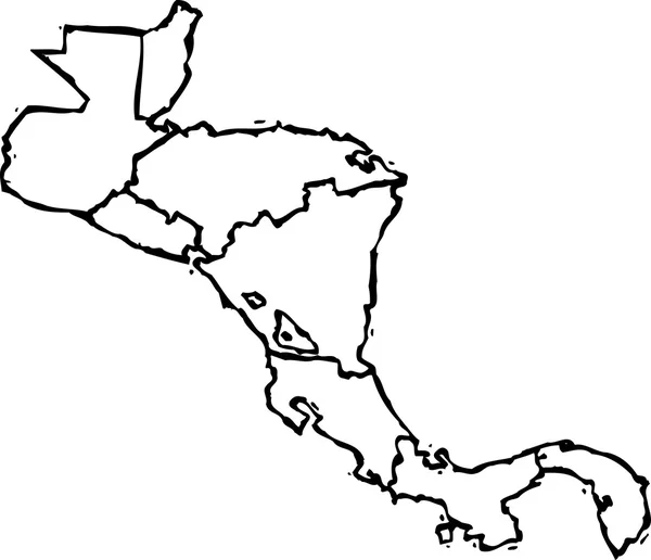 Illustrazione vettoriale della mappa di America centrale — Vettoriale Stock