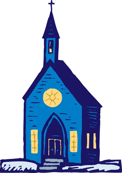 Träsnitt illustration av kyrkan — Stock vektor