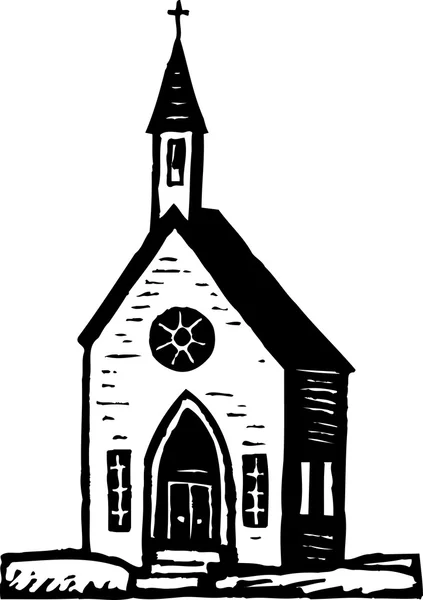 Woodcut Illustration of Church — Stock Vector