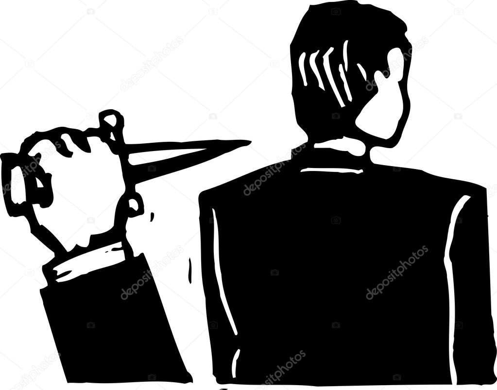 Vector Illustration of Man About to Get Stabbed in Back