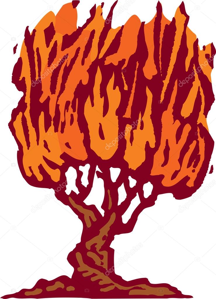 Woodcut Illustration of Burning Bush