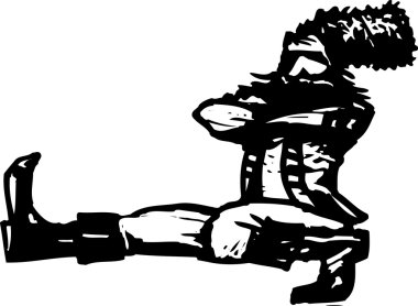 Woodcut Illustration of Cossack clipart