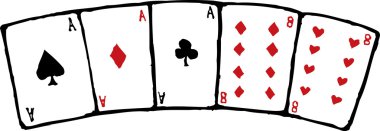 Ölü adamın Poker eli gravür çizimi