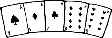 Ölü adamın Poker eli gravür çizimi