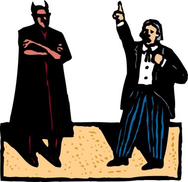 gravür illüstrasyon devil ve daniel webster
