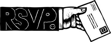 Woodcut Illustration of RSVP clipart