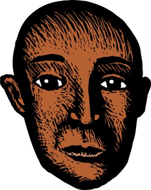 gravür illüstrasyon renk yüzü kel adam