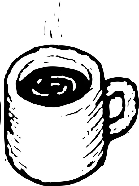 Woodcut ilustração da caneca de café — Vetor de Stock