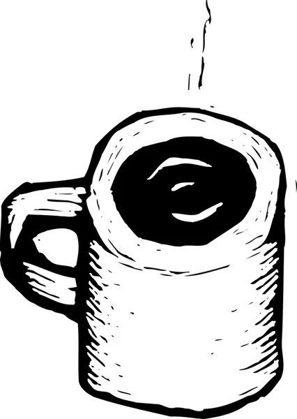 Träsnitt illustration av kaffe mugg — Stock vektor