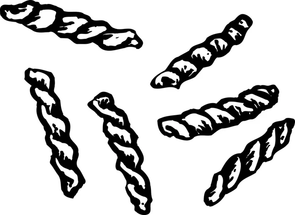 Holzschnitt-Illustration von Korkenzieher-Pasta — Stockvektor