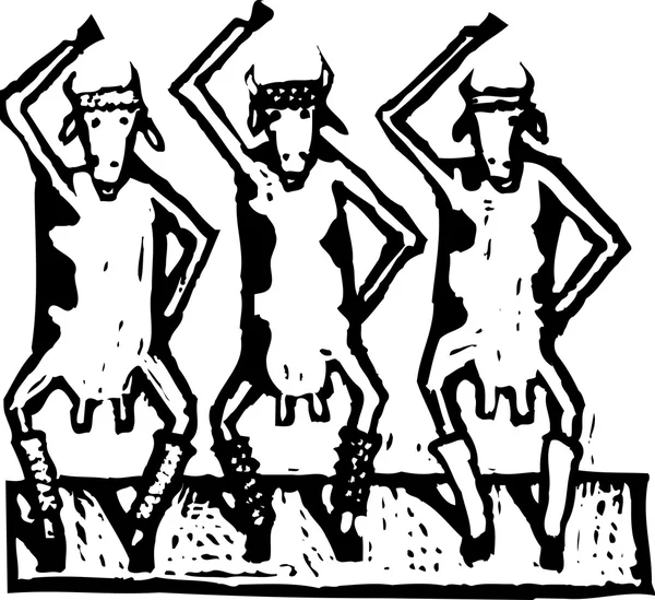 Woodcut ilustração de vaca —  Vetores de Stock