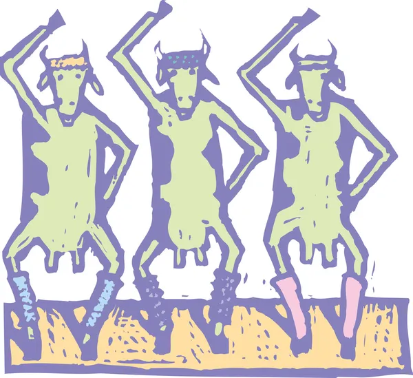 Drzeworyt ilustracja krowy — Wektor stockowy
