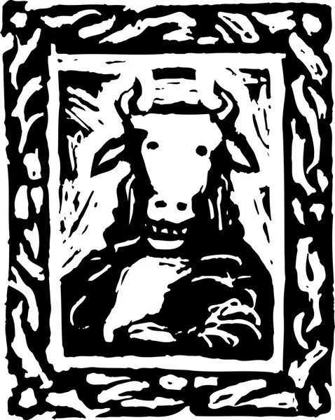 Illustration gravée sur bois de vache — Image vectorielle