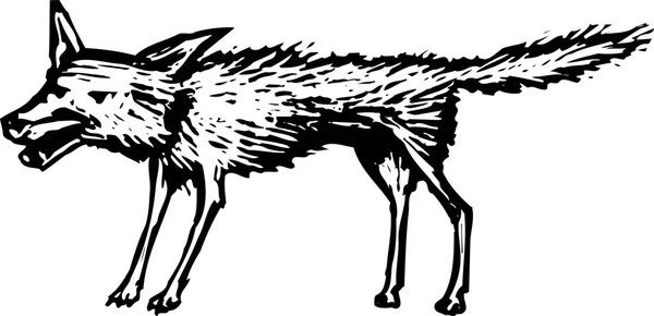 Illustrazione Woodcut di Coyote — Vettoriale Stock