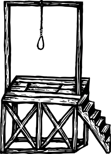 絞首台の木版画の実例 — ストックベクタ