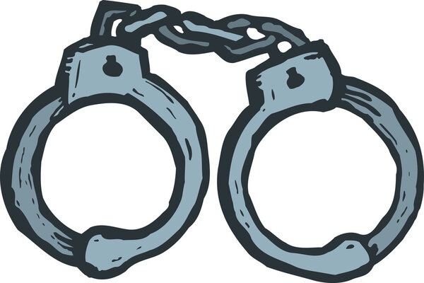 Woodcut Illustration of Handcuffs