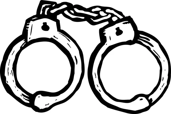 Woodcut Illustration of Handcuffs — Stock Vector