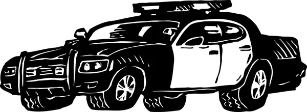 Woodcut Illustration of Police Car or Cruiser — Stock Vector