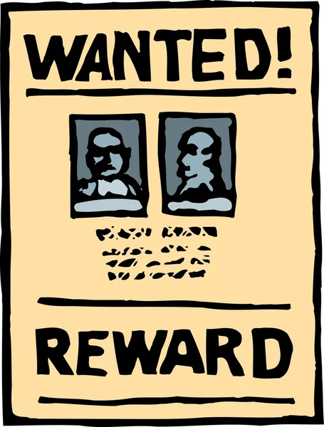 Woodcut Illustration of Wanted Poster — Stock Vector