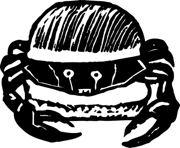 Woodcut Illustration of Crab Burger — Stock Vector