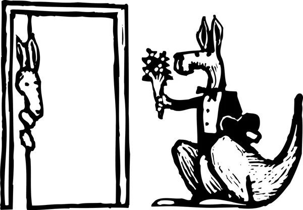袋鼠的木刻插图 — 图库矢量图片