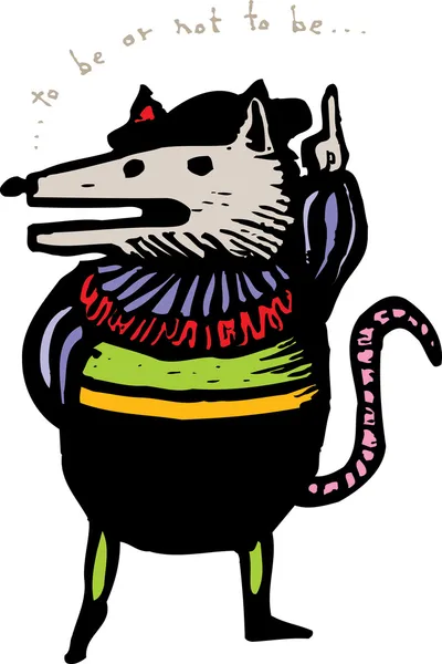 Houtsnede illustratie van opossum — Stockvector