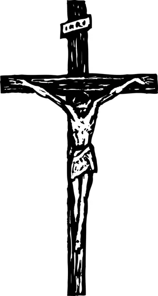 Woodcut Illustration of Crucifix — Stock Vector
