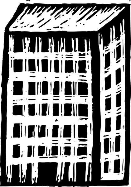 Dřevoryt ilustrace městské budovy — Stockový vektor