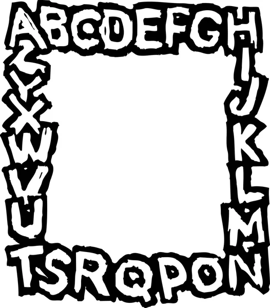 Holzschnitt-Illustration des Alphabets — Stockvektor