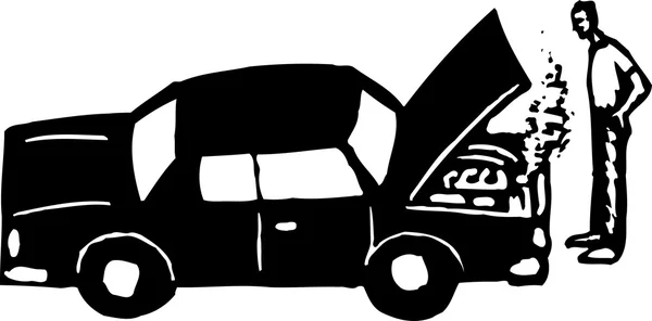 Illustration vectorielle de voiture surchauffée avec capot ouvert — Image vectorielle