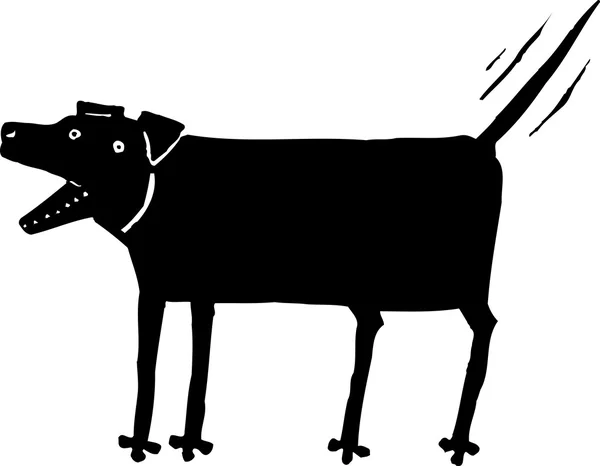 개를 묘사 한 목각 그림 — 스톡 벡터