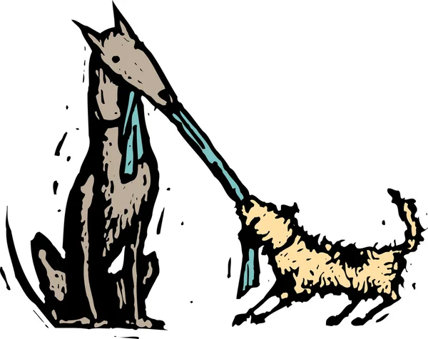 Ilustración xilografía de perro — Vector de stock