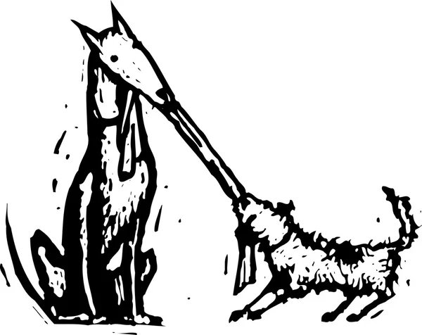 Holzschnitt-Illustration des Hundes — Stockvektor