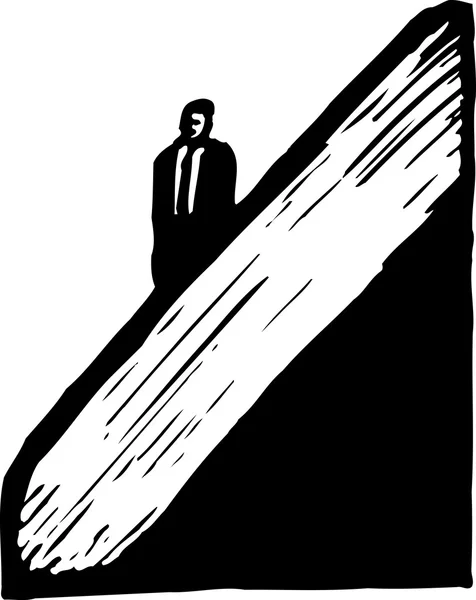 Ilustração vetorial do homem descendo escada rolante — Vetor de Stock