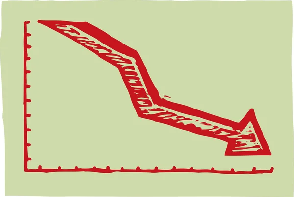 Woodcut illustration of Downturn — Stock Vector