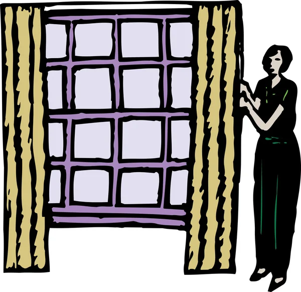 Woodcut Ilustração de cortinas —  Vetores de Stock