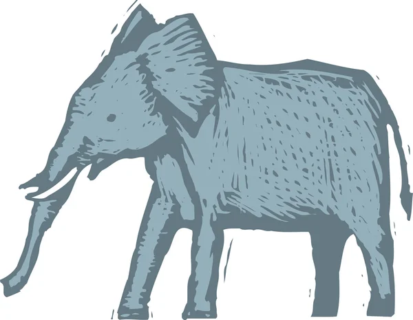 Illustrazione xilografica dell'elefante — Vettoriale Stock