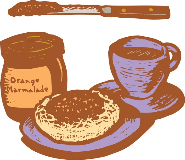 Woodcut ilustração de Muffin Inglês — Vetor de Stock