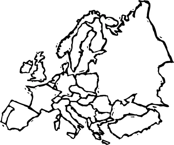 Ilustración vectorial del mapa del subcontinente europeo — Vector de stock