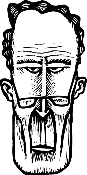 Woodcut Ilustración de la cara de hombre conservador tenso — Archivo Imágenes Vectoriales