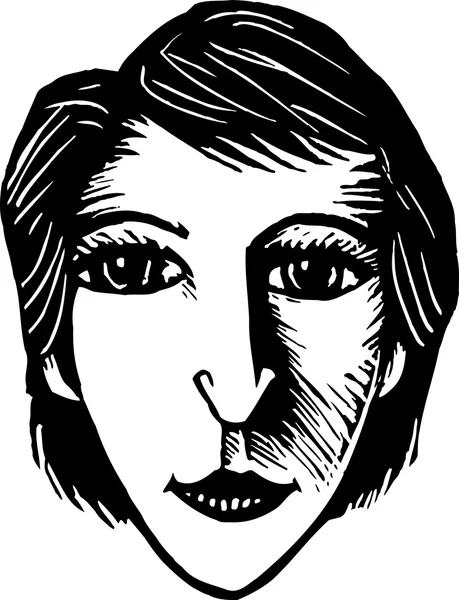 Woodcut Ilustración de cara de mujer muy hermosa (esposa) — Archivo Imágenes Vectoriales