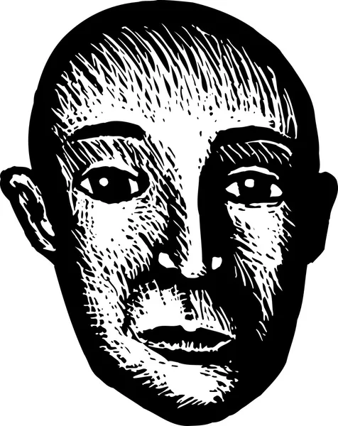 Woodcut Illustration de l'homme chauve de visage de couleur — Image vectorielle