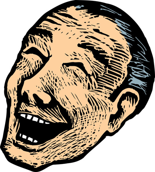 Деревянная иллюстрация смеющегося лица
