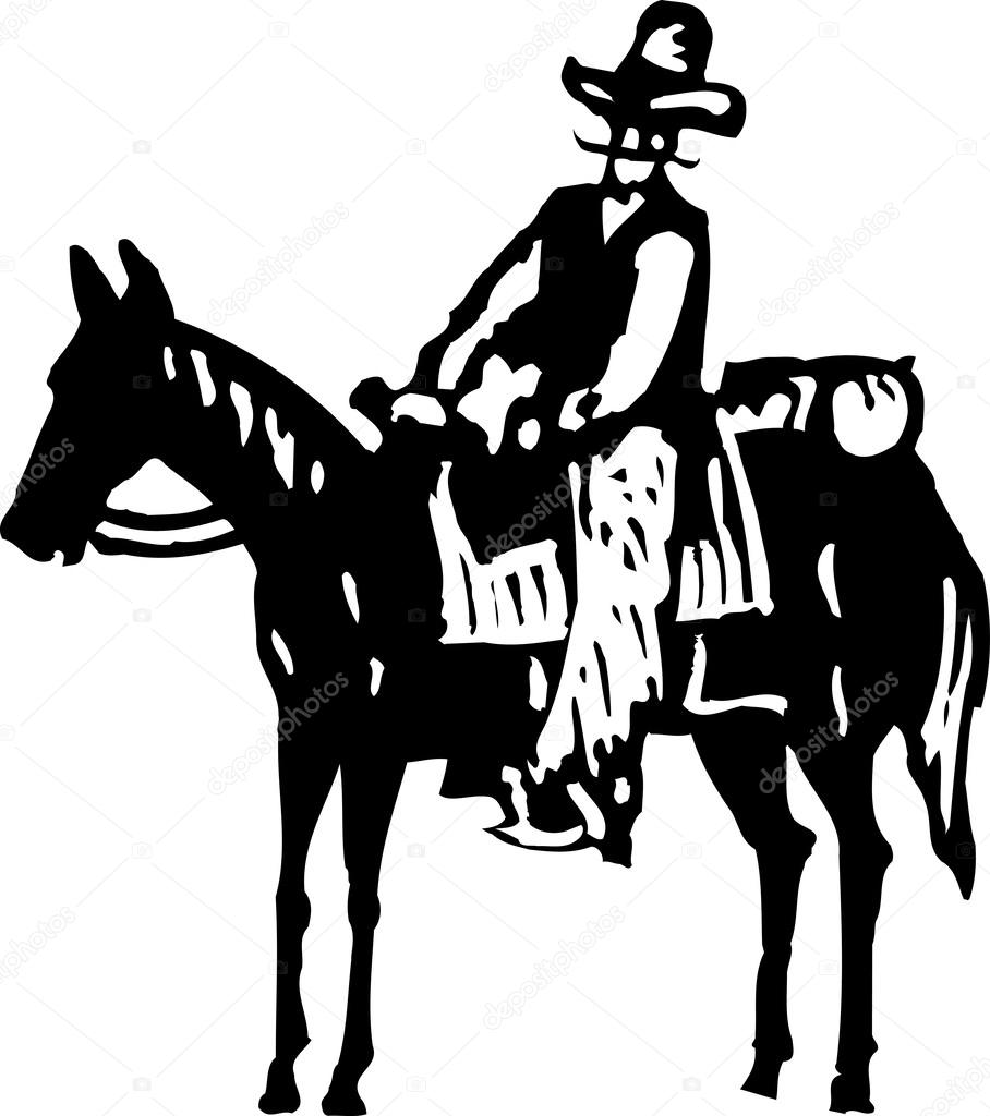 Vector Illustration of Cowboy on Horse