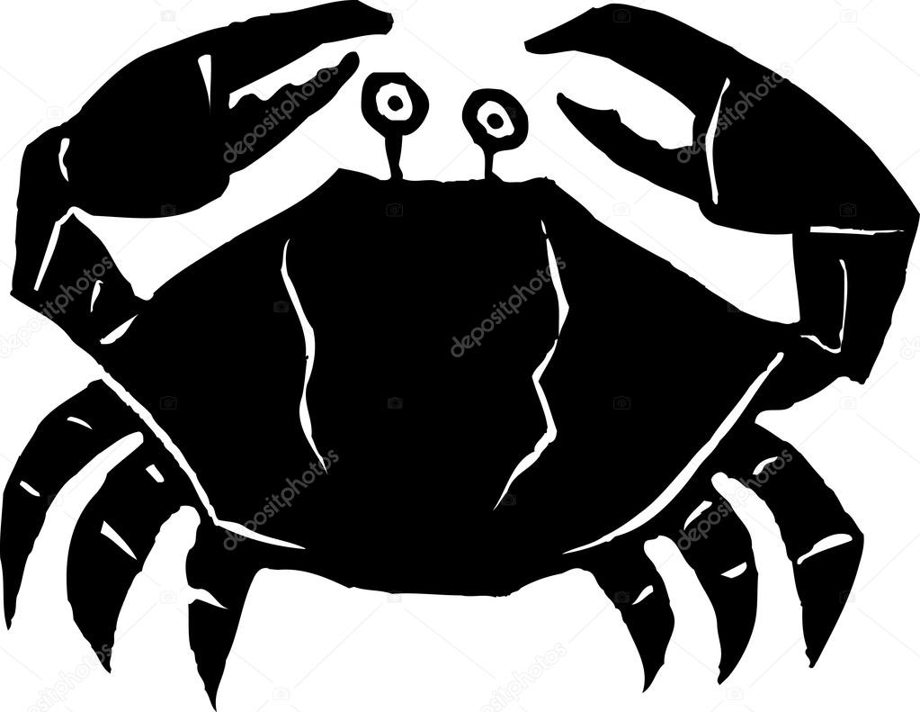 Woodcut Illustration of Crab